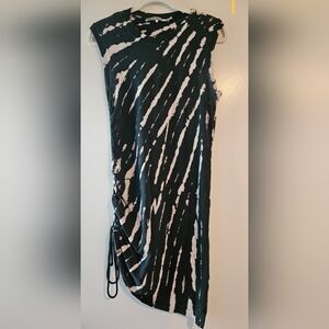 Pam & Gela Asymmetrical Black and Cream Dress